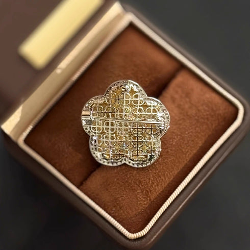 Gold Flower Pearl Brooch